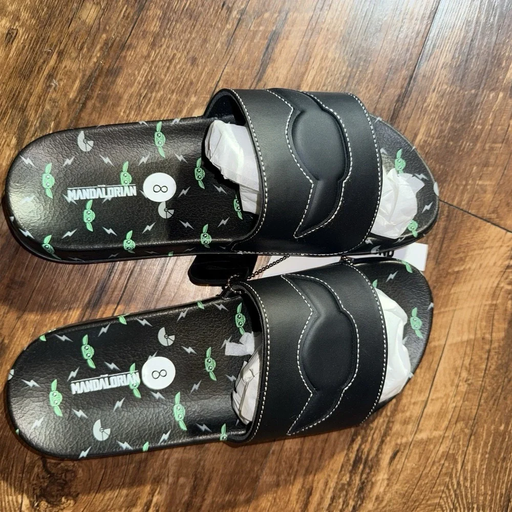 Ground Up Star Wars Mandalorian Grogu Men's Slide Sandals Black/Green US 8